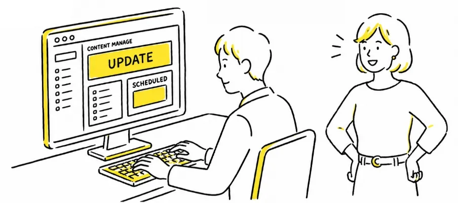 サイト更新の代行をしているイメージ
